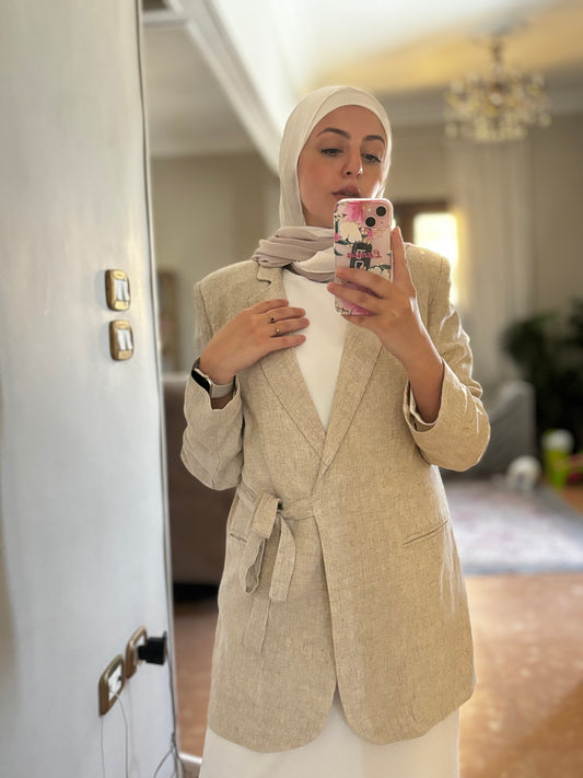 Linen tied blazer with