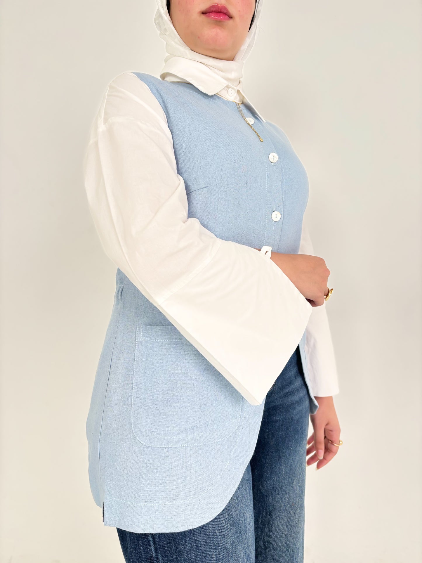 Skyline linen vest