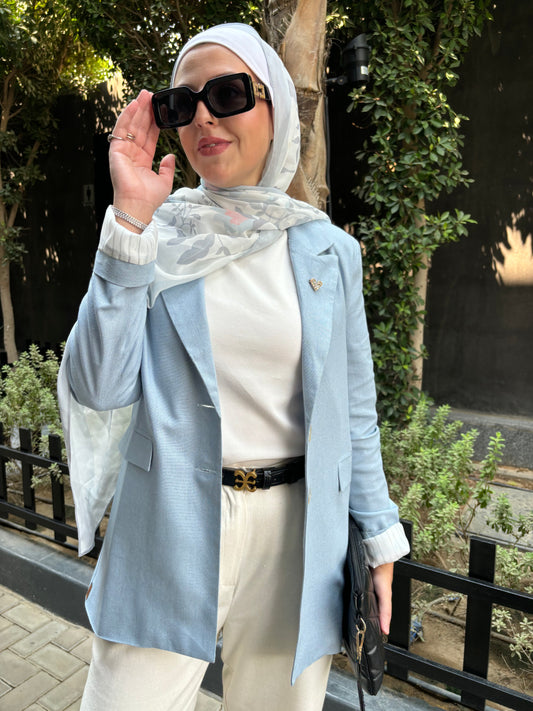 Striped sleeves sky blazer