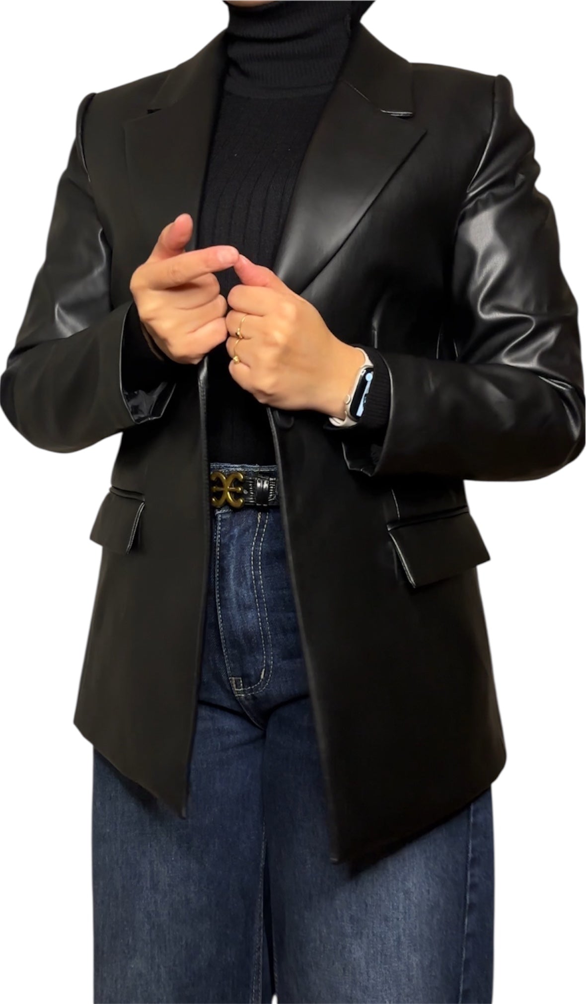 Black leather blazer